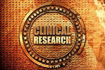 clinical research, 3D rendering, grunge metal stamp