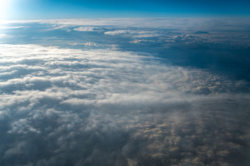 The picturesque cloud view. View from plane
