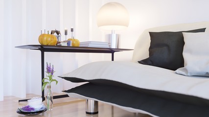 Modern bright interior . 3D rendering