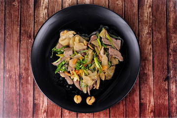 Spicy fried pickle lettuce with Pig liver