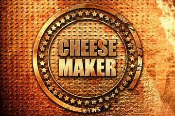 cheese maker, 3D rendering, grunge metal stamp