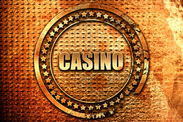 casino, 3D rendering, grunge metal stamp