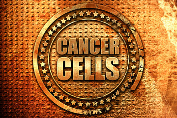 cancer cells, 3D rendering, grunge metal stamp