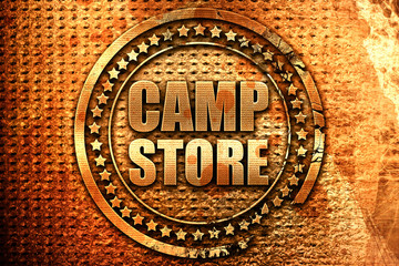 camp store, 3D rendering, grunge metal stamp