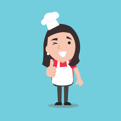 little chef girl cartoon flat illustration character
