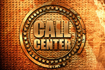 call center, 3D rendering, grunge metal stamp