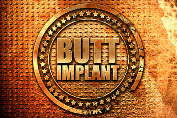 butt implant, 3D rendering, grunge metal stamp