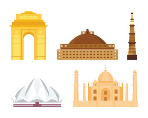 India landmark taj mahal travel vector.