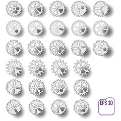 Gear collection machine gear on a white background: wheel cogwhe