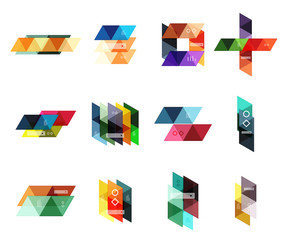 Vector set of blank geometric infographic web boxes