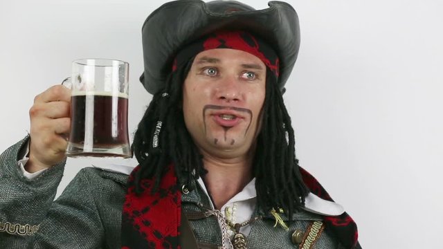 Pirate drinking beer