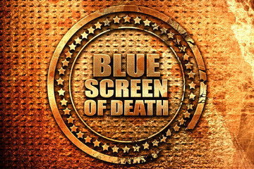 blue screen of death, 3D rendering, grunge metal stamp