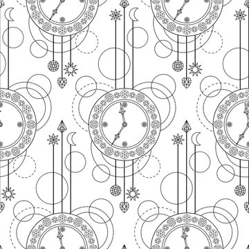 Geometric clock seamless pattern