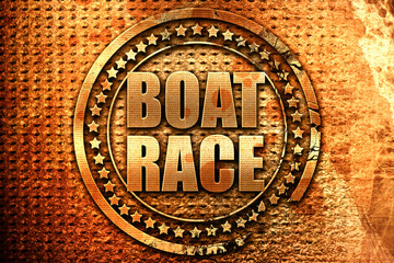 boat race, 3D rendering, grunge metal stamp