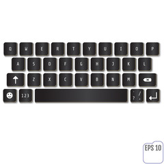 Modern realistic keyboard for smartphone or tablet PC with alpha