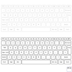 White and gray laptop computer wireless keyboard top view with k