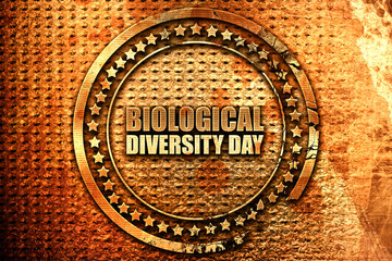 biological diversity day, 3D rendering, grunge metal stamp