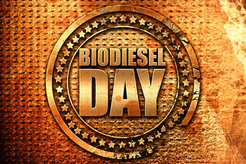 biodiesel day, 3D rendering, grunge metal stamp