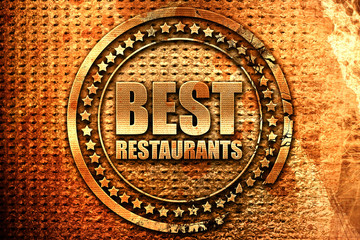best restaurant, 3D rendering, grunge metal stamp