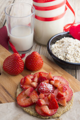 Pancake of oats with strawberry for special day