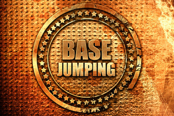 base jumping, 3D rendering, grunge metal stamp