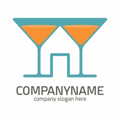 Cocktail logo vector icon Template