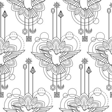 Geometric colibri seamless pattern