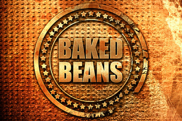 baked beans, 3D rendering, grunge metal stamp