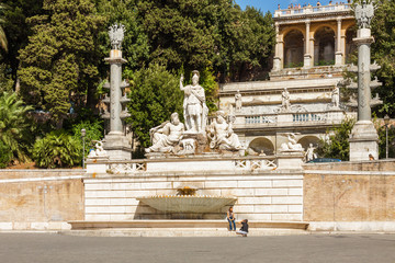 Fountain at Piazza delle Poppolo in Rome, Lazio region, Italy.
