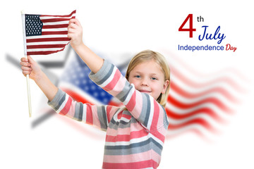 Sweet blonde Girl holding an american flag