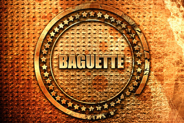baguette, 3D rendering, grunge metal stamp