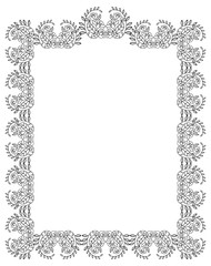 Elegant vertical frame with contours of flowers. Vector clip art.