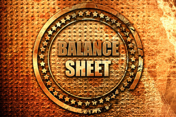balance sheet, 3D rendering, grunge metal stamp