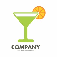 Cocktail logo vector icon Template