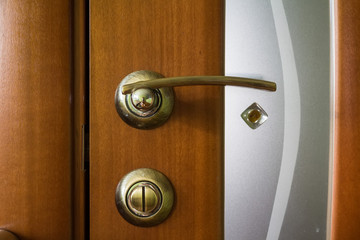Closeup of metal bronze doorknob