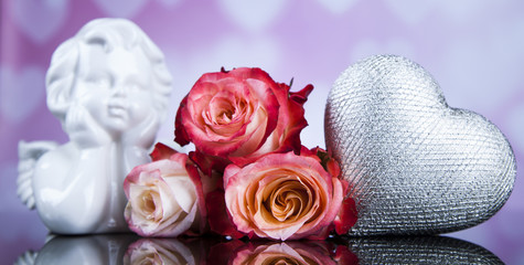 Heart background and roses, Valentines day background