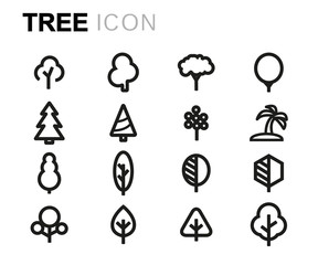 Vector line tree icons set