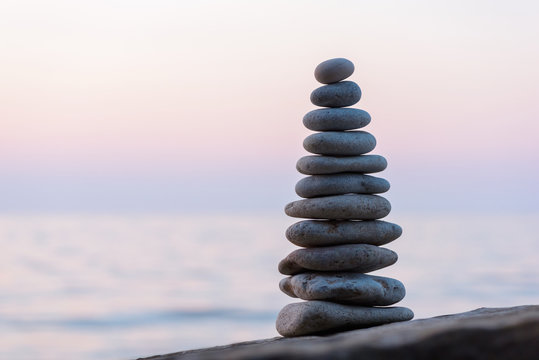Stack on seashore
