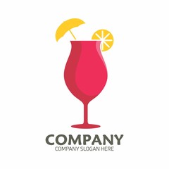 Cocktail logo vector icon Template