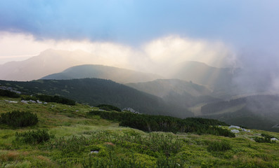Fototapeta na wymiar Mountain in clouds, Low Tatras