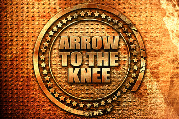 arrow to the knee, 3D rendering, grunge metal stamp