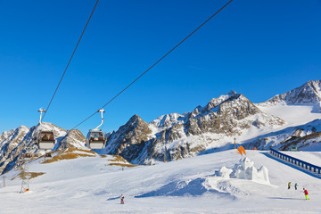 Fototapeta na wymiar Snow fort in mountains ski resort - Innsbruck Austria