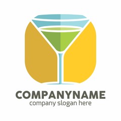 Cocktail logo vector icon Template