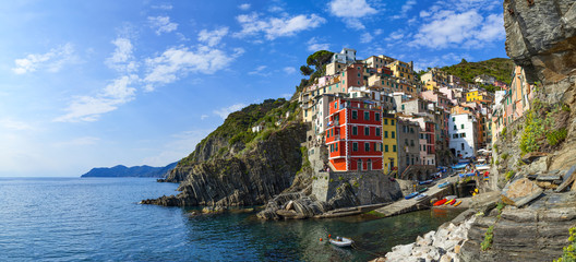 Fototapeta na wymiar Riomaggiore in Cinque Terre National Park on Italian Riviera