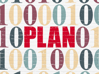 Finance concept: Plan on wall background