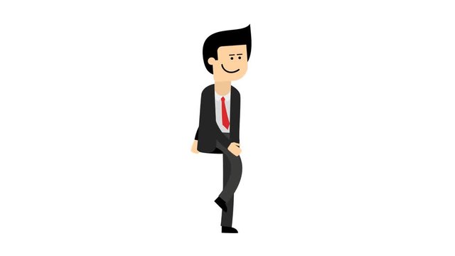 A man in a dark suit - walking animation. Looped footage with transparent background PNG+Alpha.