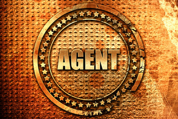 agent, 3D rendering, grunge metal stamp