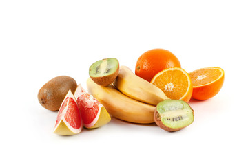 Ripe fresh fruits isolated on white background
