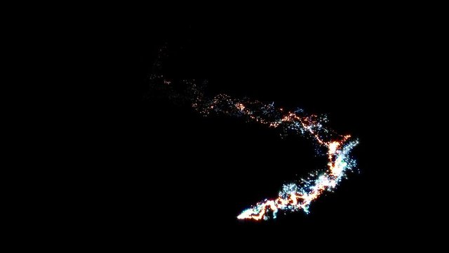 Animation of colorful abstract light particle moving in 4k ultra HD video in alpha background