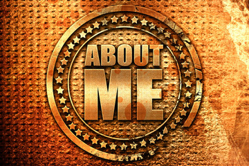 about me, 3D rendering, grunge metal stamp